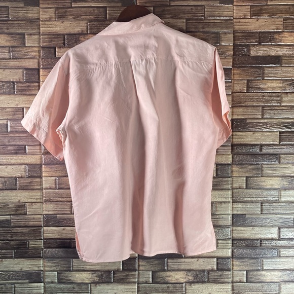 Vintage Peter Martin Button Up Silk Blouse Peach Pink Medium - Picture 2 of 8